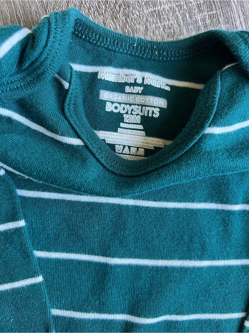 Member’s Mark Baby Organic Cotton Long Sleeve Bodysuit Bundle 12M Green Neutral - Picture 2 of 2
